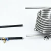 Dutch Tub Wood Fired Heater Coil C4 with support in outdoor hot tub scene