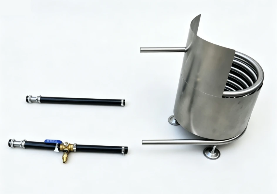 Singema Model E4 Wood Fired Hot Tub Coil Kit with Fireguard and Drain Valve