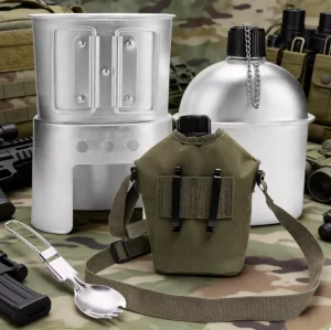 Mini 2-in-1 Camping Kettle & Stove Military Wood Fired Gear Package