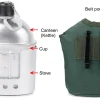 Mini 2-in-1 Wood Fired Camping Kettle & Stove - Military Style Mess Kit
