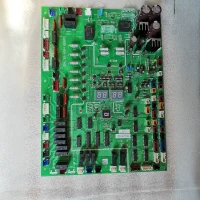 Side angle view of the Hitachi central air conditioner mainboard 17B34448B showing its compact profile and edge connectors for HVAC replacement