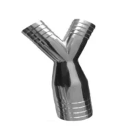 304 stainless steel hose barb tee texture close-up