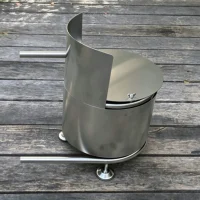 All-weather stainless steel wood fire tub coil heating outdoor hot tub