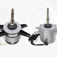 YDK380-4D pure copper fan motor for central air conditioner, front view on white background with visible mounting holes.