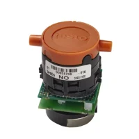 Close-up of the NO sensor Code 0393 0150 for Testo 340 Flue Gas Analyzer showing the threaded connector and metal mesh texture.