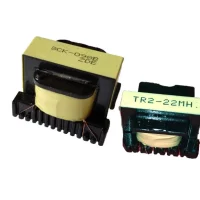 Close-up of BCK-098BZDE BCK-25-2801 TR2-22MH switching transformer for Hisense air conditioner mainboard showing coil texture