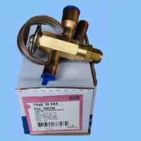 Emerson R410a TRAE ZAA bi-flow expansion valve set with ODF connections shown in top-down flat lay layout
