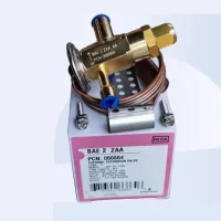 Emerson BAE Series R410a expansion valve installed in HVAC heat pump system, showing balanced-port brass body and copper connections