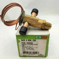 Emerson BAE NW100 expansion valve showing 3/8 ODF x 1/2 ODF solder connection ports and brass fittings detail