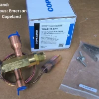 Copeland TRAE 10 ZAA thermal expansion valve with 5/8" inlet and 7/8" outlet ODF solder connections, front view on white