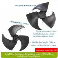 Durable black plastic AC condenser fan impeller 401x112mm D-type bore