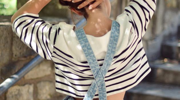 crop top salopette côté décontracté