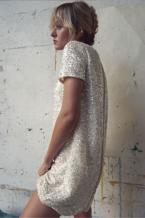 robe courte argentée