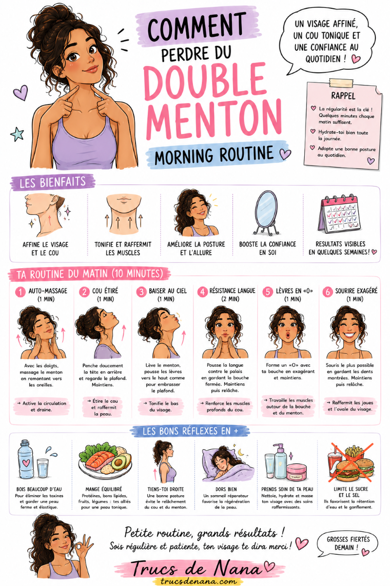 Double menton cette mini routine du matin qui change discrètement les traits du visage (3)