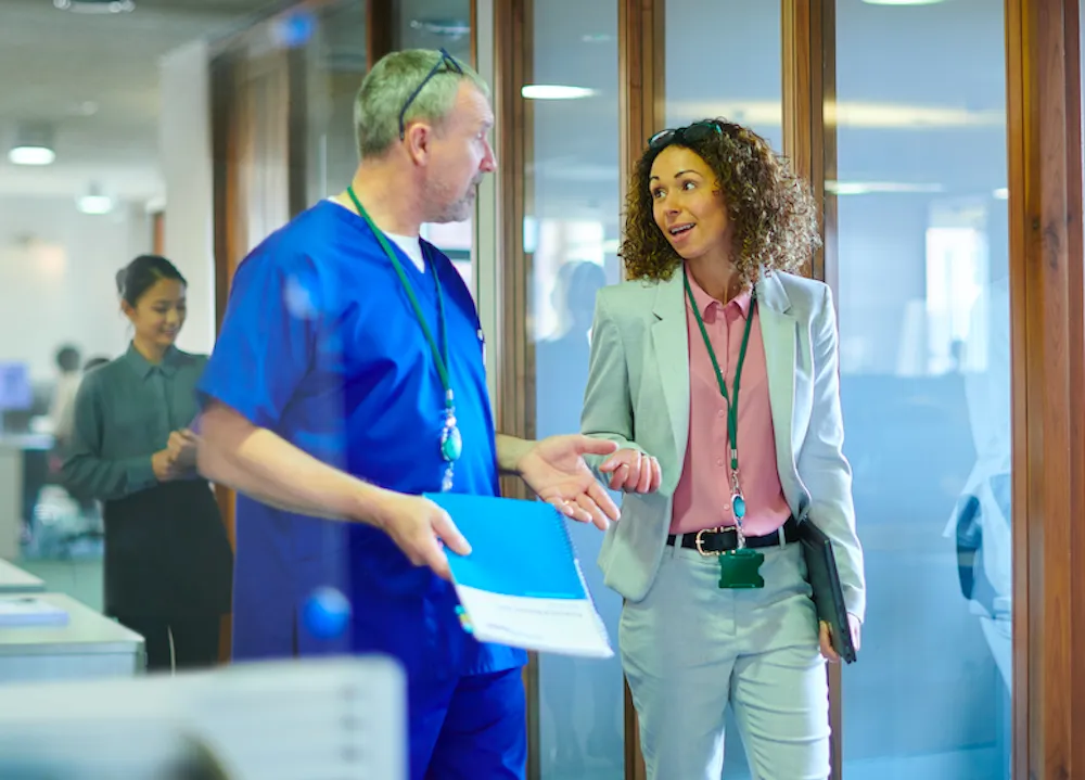 Healthcare sales call communication and relationship building.