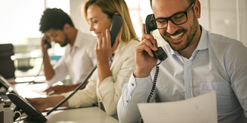 B2B contact center team supporting sales with calls and customer engagement.