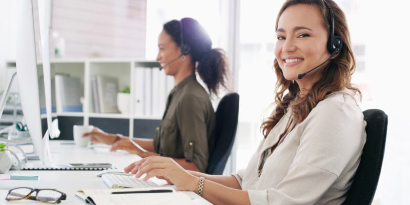 Call center agents providing support for marketing teams with customer service solutions.