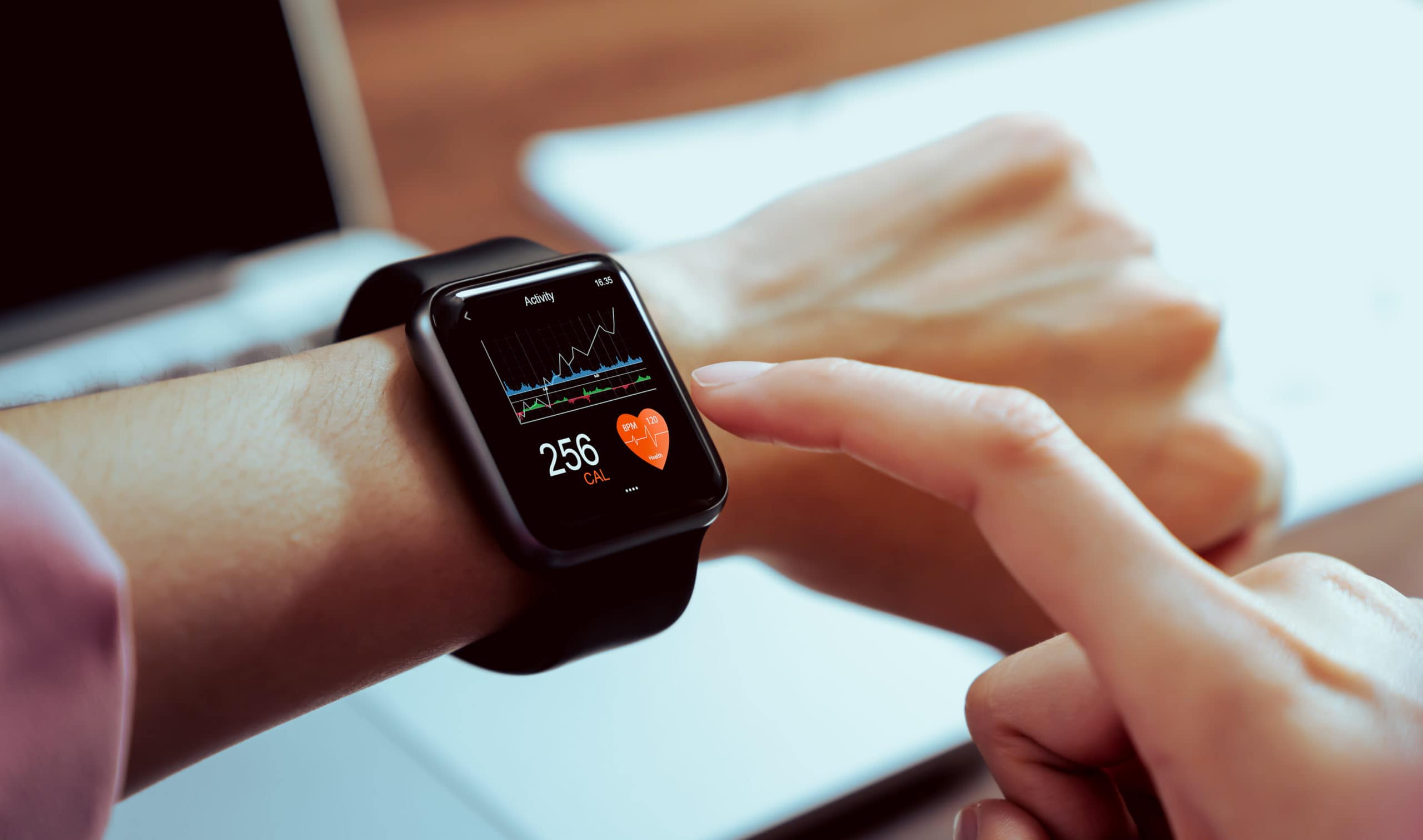 Get ready for femtech innovation Smart wearable health device tracking vital signs and heart rate.