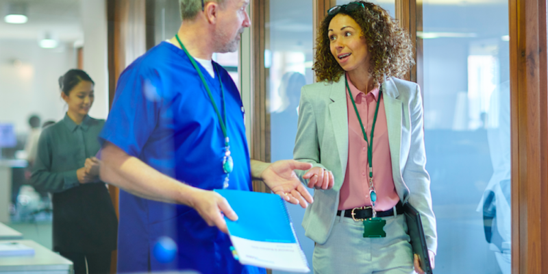 Healthcare sales call communication and relationship building.