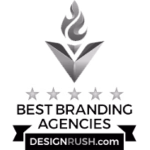 DesignRush-Best-Branding-Agencie-BW A grayscale badge with a stylized flame above five stars is featured in the Award Slider. Below, bold text reads Best Branding Agencies and a black banner displays DesignRush.com, complete with a helpful Tooltip for more details.