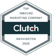 Top Clutch Inbound Marketing Company Washington 2026 Hexagonal badge with the text: Top Inbound Marketing Company Clutch Washington 2026 in dark and light gray tones, showcasing the Clutch logo in the center—a mark of recognition and awards.