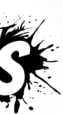 A large, bold black letter S is partially visible against a white background, with a black ink splatter effect radiating from the left side—perfect for representing dynamic marketing services.